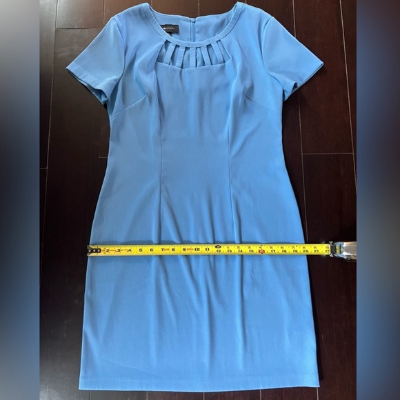 AB Studio Blue Cutout Neck Sheath Dress Size 10 Business Casual Midi - Picture 8 of 9